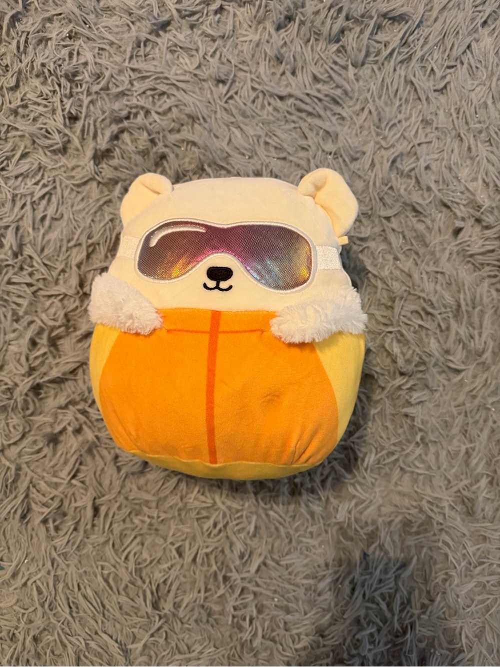 Squishmallows Yellow and Cream Bear with Iridescent Goggles